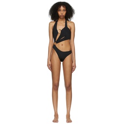 Black Recycled Nylon One Piece Swimsuit 222348F103013