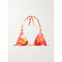 LOUISA BALLOU Embellished printed triangle bikini top