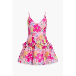 Fabienne ruffled floral-print taffeta mini dress