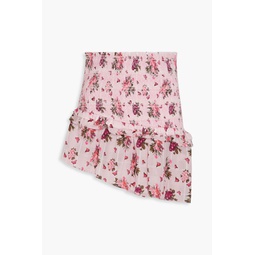 Varana asymmetric floral-print cotton mini skirt