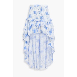 Palani asymmetric floral-print cotton-voile skirt