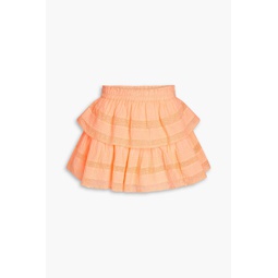 Ruffled tiered cotton mini skirt