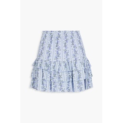 Bitsy tiered floral-print crepe mini skirt