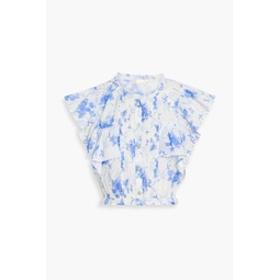 Nora cropped floral-print cotton-voile top