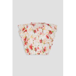 Nora cropped pintucked floral-print cotton top