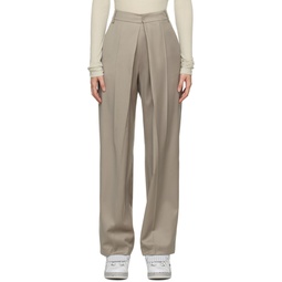 Taupe Pleated Trousers 231666F087006