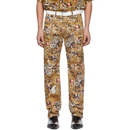 SSENSE Exclusive Beige Leopard Collage Jeans 221331M186001