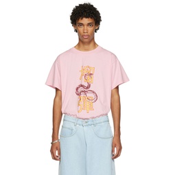 Pink Python Oversized Concert T Shirt 222331M213004