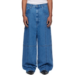 Blue Paneled Jeans 241331M186004