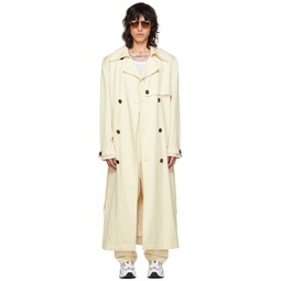 Off White Double Breasted Trench Coat 231331M184001