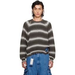 Gray Striped Sweater 241331M201000