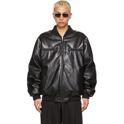 SSENSE Exclusive Reversible Black Faux Leather 80s Hong Kong Jacket 221331M181000