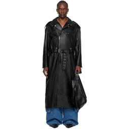 Black Long Perfecto Leather Coat 241331M181002