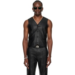 SSENSE Exclusive Black Tailored Leather Vest 241331M181003