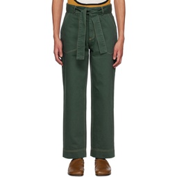 Green Belted Trousers 222048M191000