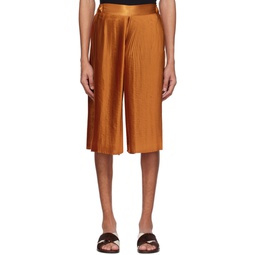 Orange Pleated Shorts 231048M193005