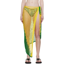 SSENSE Exclusive Green   Yellow Sarong Midi Skirt 222964F092000