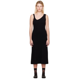 Black Asymmetric Midi Dress 222428F054029