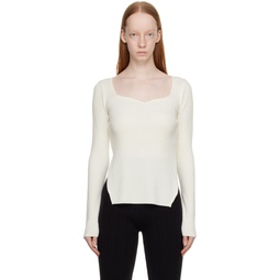 Off White Sweetheart Neck Sweater 231428F096004