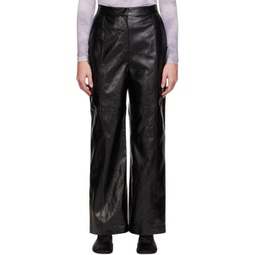 Black Grained Faux-Leather Pants 222428F084003