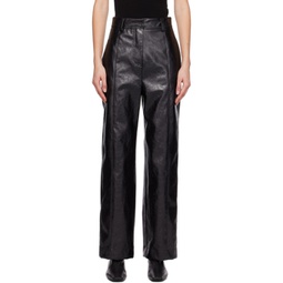 Black Cracked Faux Leather Trousers 231428F084000