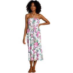 La Blanca Mystic Palms Smocked Bandeau Midi Dress