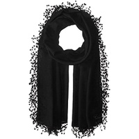 La Fiorentina Womens Wool-Silk Blend Scarf with Lace Pom Fringe