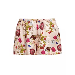 Floral Silk Pajama Shorts