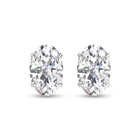 lab grown 1/2 ctw oval solitaire diamond earrings in 14k white gold