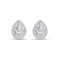 lab grown 1/4 ctw pear shaped bezel set solitaire diamond earrings in 14k white gold