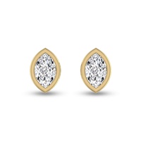 lab grown 1/4 ctw marquise bezel set diamond solitaire earrings in 14k yellow gold