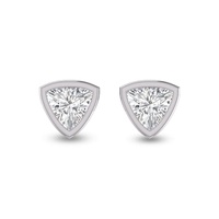 lab grown 1/2 ctw trillion shaped bezel set solitaire diamond earrings in 14k white gold