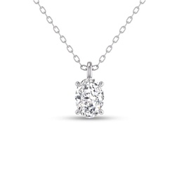 lab grown 1/2 ctw oval solitaire diamond pendant in 14k white gold