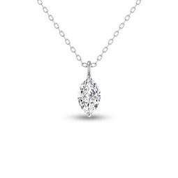lab grown 1/4 ctw marquise solitaire diamond pendant in 14k white gold