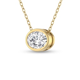 lab grown 1/4 ctw oval bezel set diamond solitaire pendant in 14k yellow gold
