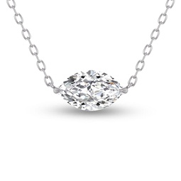 lab grown 1/4 ctw floating marquise diamond solitaire pendant in 14k white gold