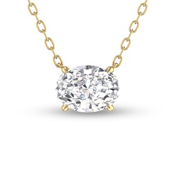 lab grown 1/2 ctw floating oval diamond solitaire pendant in 14k yellow gold