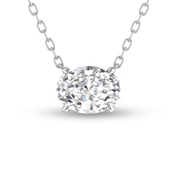 lab grown 1/4 ctw floating oval diamond solitaire pendant in 14k white gold