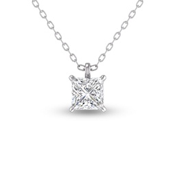 lab grown 1/2 ctw princess cut solitaire diamond pendant in 14k white gold
