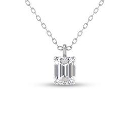 lab grown 1/4 ctw emerald solitaire diamond pendant in 14k white gold