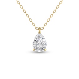 lab grown 1/4 ctw pear solitaire diamond pendant in 14k yellow gold