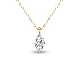 lab grown 1/4 ctw marquise solitaire diamond pendant in 14k yellow gold