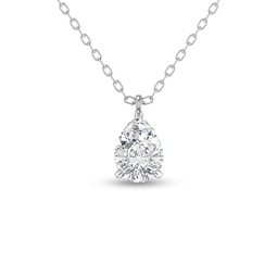 lab grown 1/4 ctw pear solitaire diamond pendant in 14k white gold