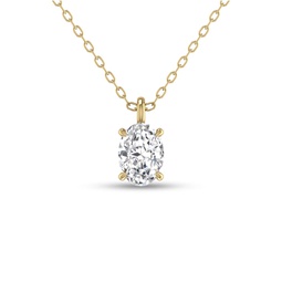 lab grown 1/4 ctw oval solitaire diamond pendant in 14k yellow gold
