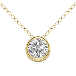 lab grown 1/2 carat round solitaire diamond bezel set pendant in 14k yellow gold (f-g color, vvs1-vvs2 clarity)