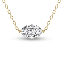 lab grown 1/4 ctw floating marquise diamond solitaire pendant in 14k yellow gold