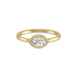 lab grown 1/4 ctw marquise bezel solitaire diamond ring in 14k yellow gold