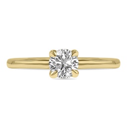 lab grown 1/2 carat diamond solitaire ring in 14k yellow gold (f-g color, vvs1-vvs2 clarity)