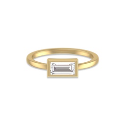 lab grown 1/4 ctw baguette bezel solitaire diamond ring in 14k yellow gold