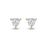 lab grown 1/2 ctw trillion shaped solitaire diamond earrings in 14k yellow gold